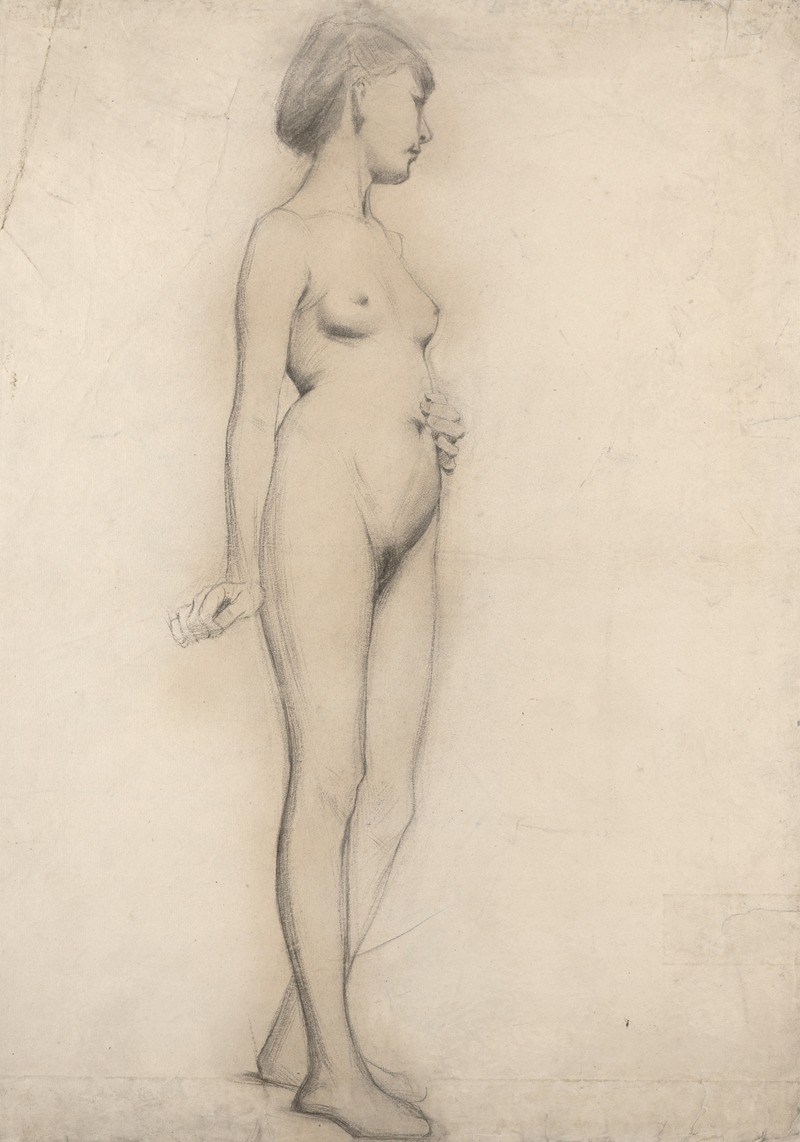 Standing Nude Girl by Томас Ховенден — digital art print download