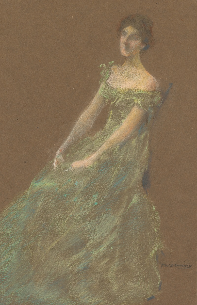 The Green Dress by Томас Уилмер Дьюинг, c. 1910 — digital art print download