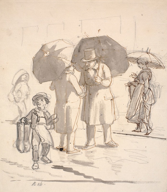 Gadescene i regnvejr by Вильгельм Марстранд, 1850 – 1859 — digital art print download