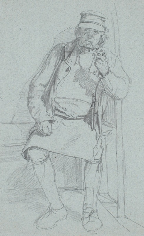 Siddende svensk bonde med skødeskind — Wilhelm Marstrand