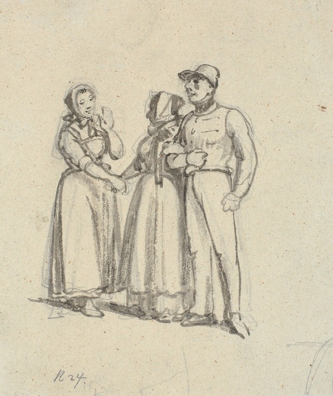 Soldatens moder møder en bekendt by Вильгельм Марстранд, 1810 – 1873 — digital art print download