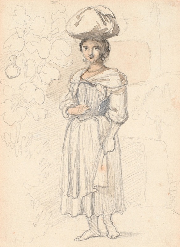 Ung italienerinde, stående by Вильгельм Марстранд, 1810 – 1873 — digital art print download