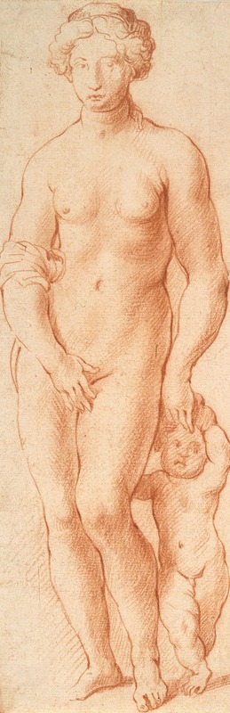 Venus og Amor. Skulpturgruppe set forfra — Willem Panneels