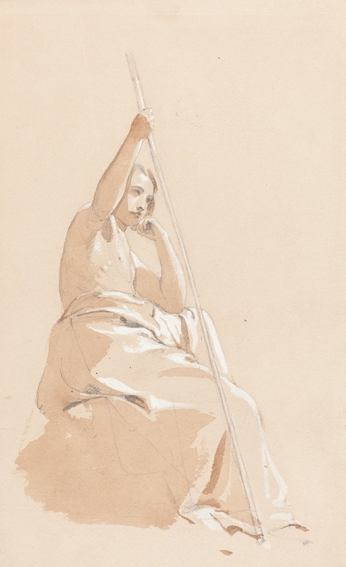 Seated Youth with a Staff by Уильям Этти, c. 1815 — digital art print download