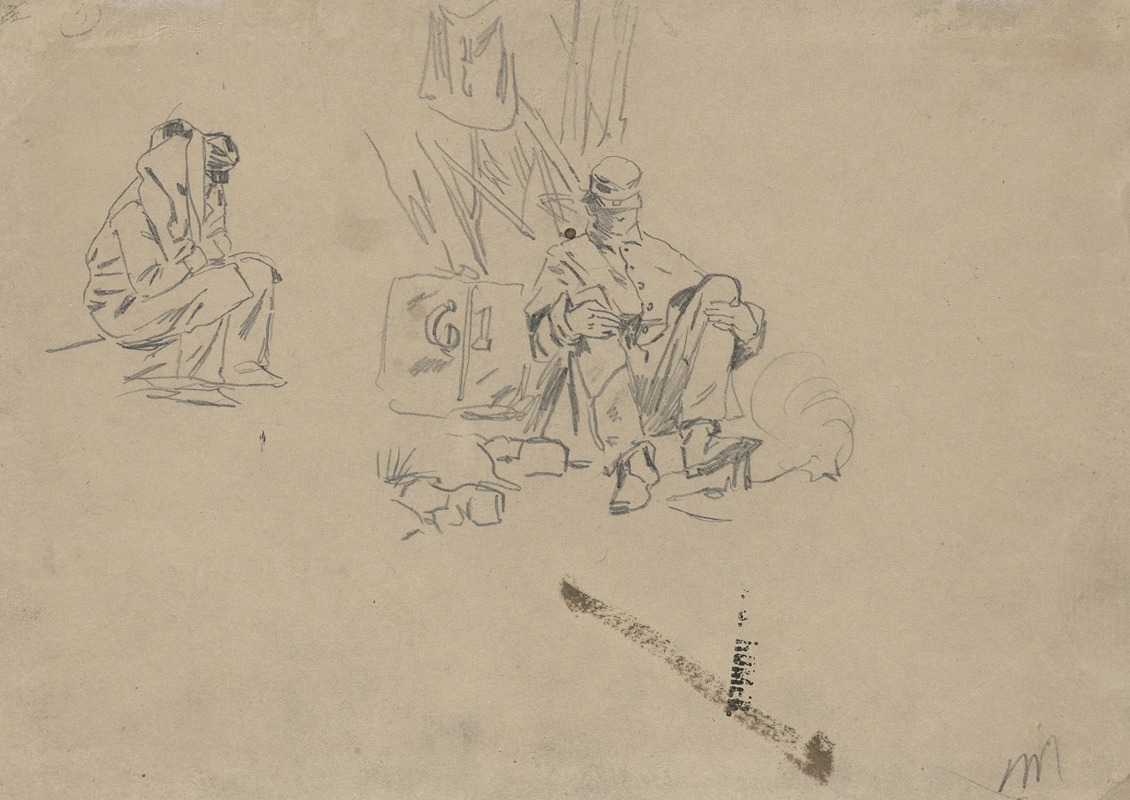 Two Soldiers Resting (verso) by Winslow Homer, 1862 — digital art print download