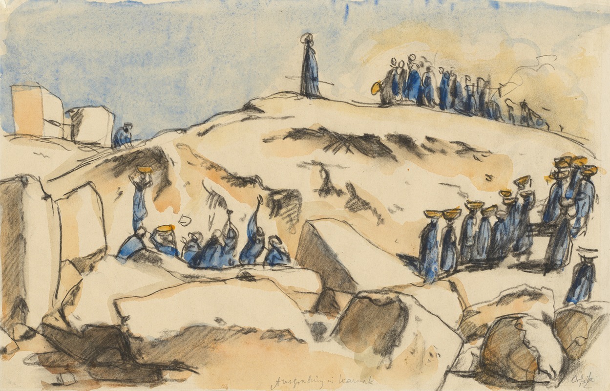 Excavation in Karnak by Эмиль Орлик, 1912 — digital art print download