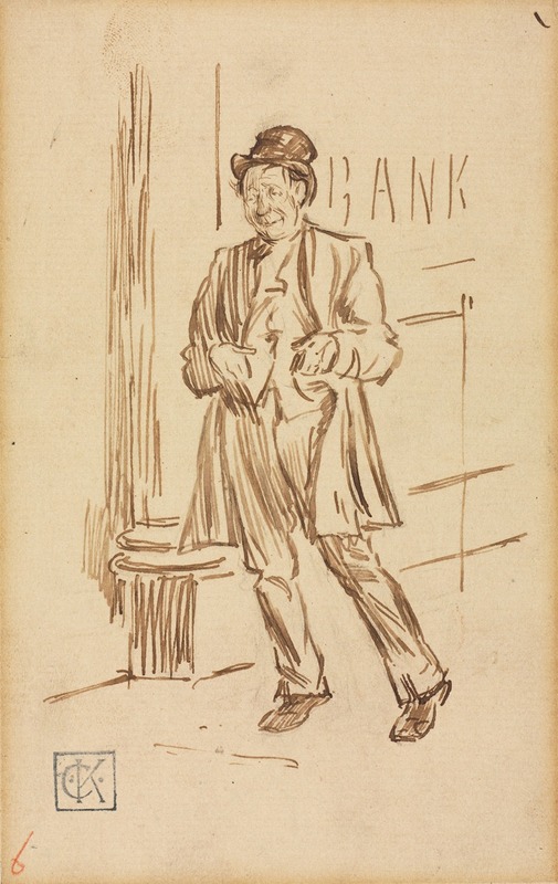Study of a Drunken Man Passing a Bank — Charles Samuel Keene