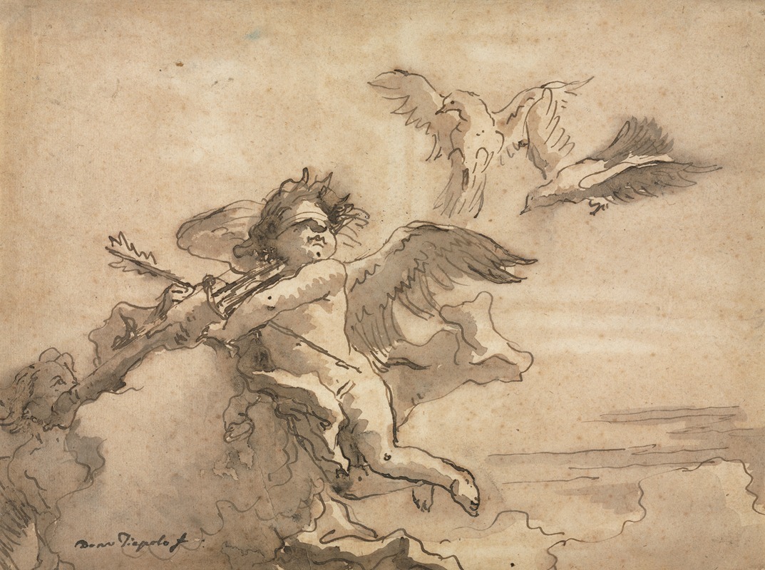 Cupid Blindfolded and Two Doves by Джованни Доменико Тьеполо — digital art print download