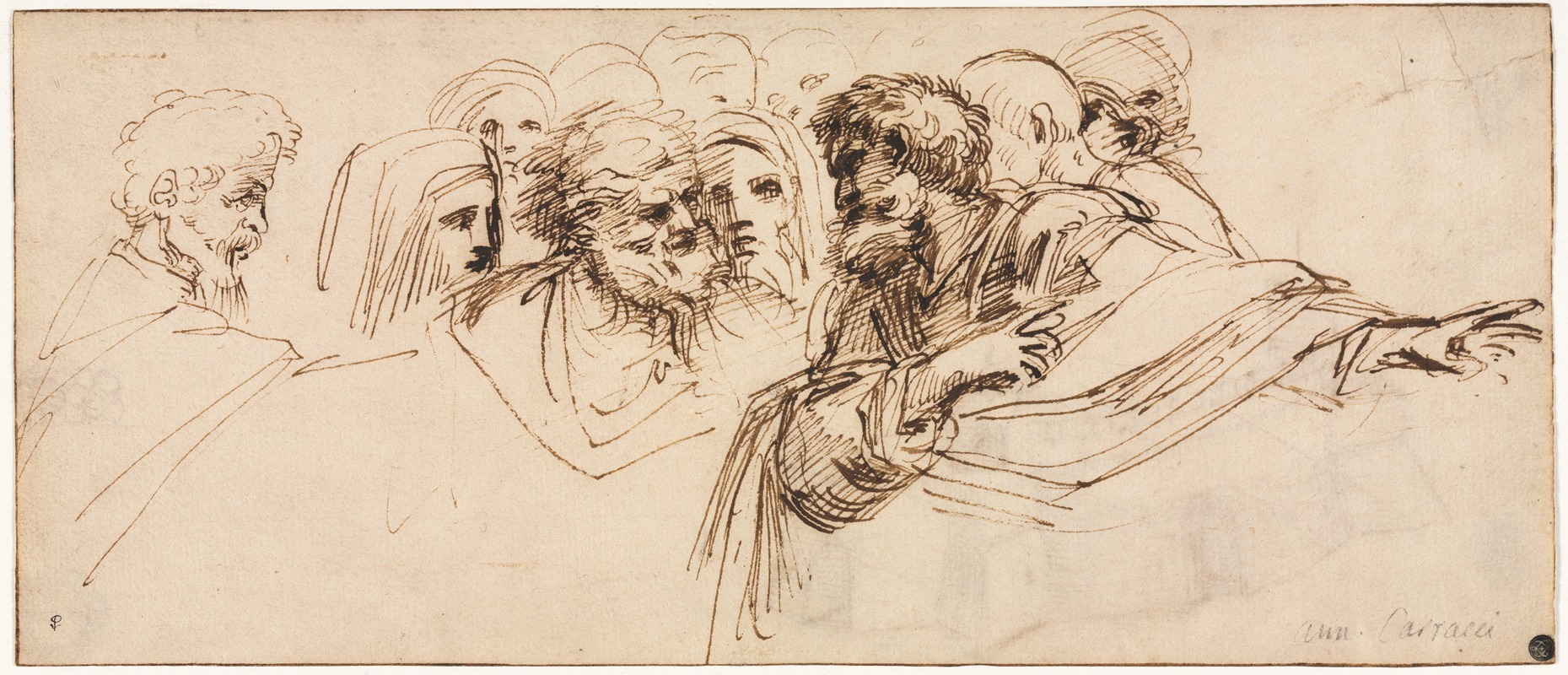 Study of Heads (recto) by Агостино Караччи — digital art print download