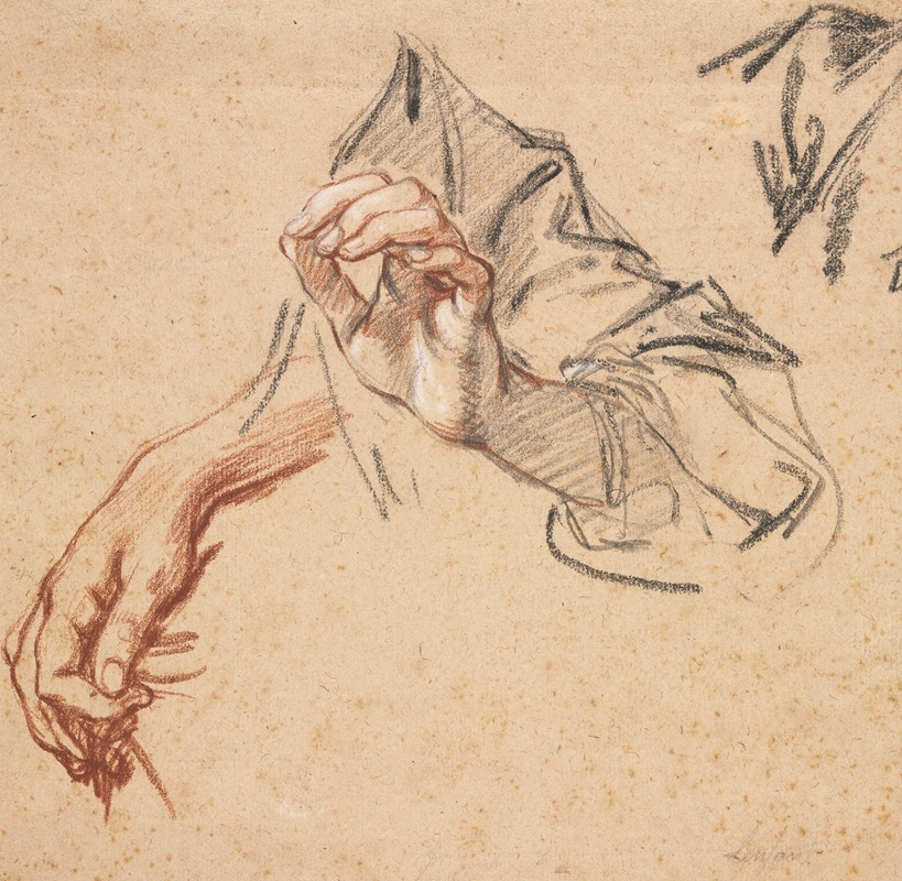 Study of Hands by Пьер Лефан — digital art print download