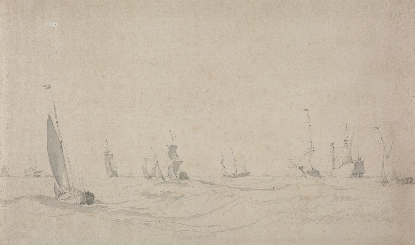 Shipping on a Rough Sea by Виллем ван де Вельде Старший, 1665 — digital art print download