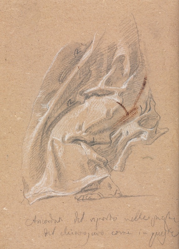 Drapery study with foot and inscription by Франческо Лоренци, 1760 — digital art print download