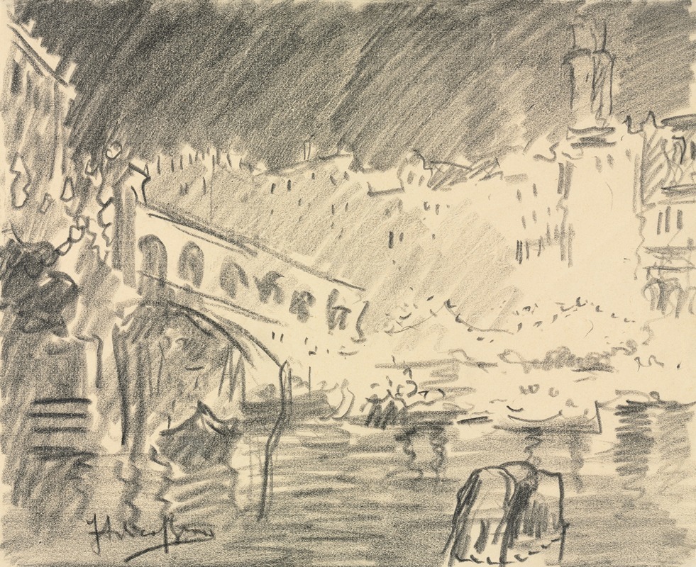 The Rialto Bridge by Италико Брасс, 1926 — digital art print download