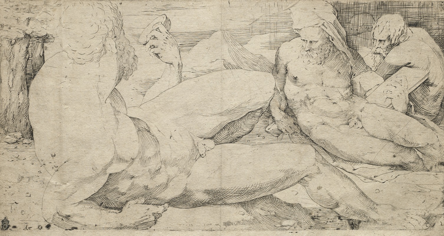 Three Male Nudes by Доменико Беккафуми — digital art print download