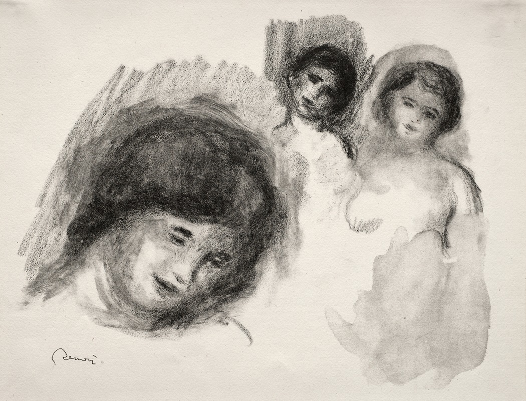 Stone with Three Sketches by Pierre-Auguste Renoir, 1904 — digital art print download