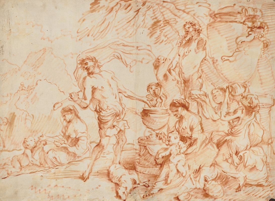 Bacchanal Before a Herm by Giovanni Benedetto Castiglione — digital art print download