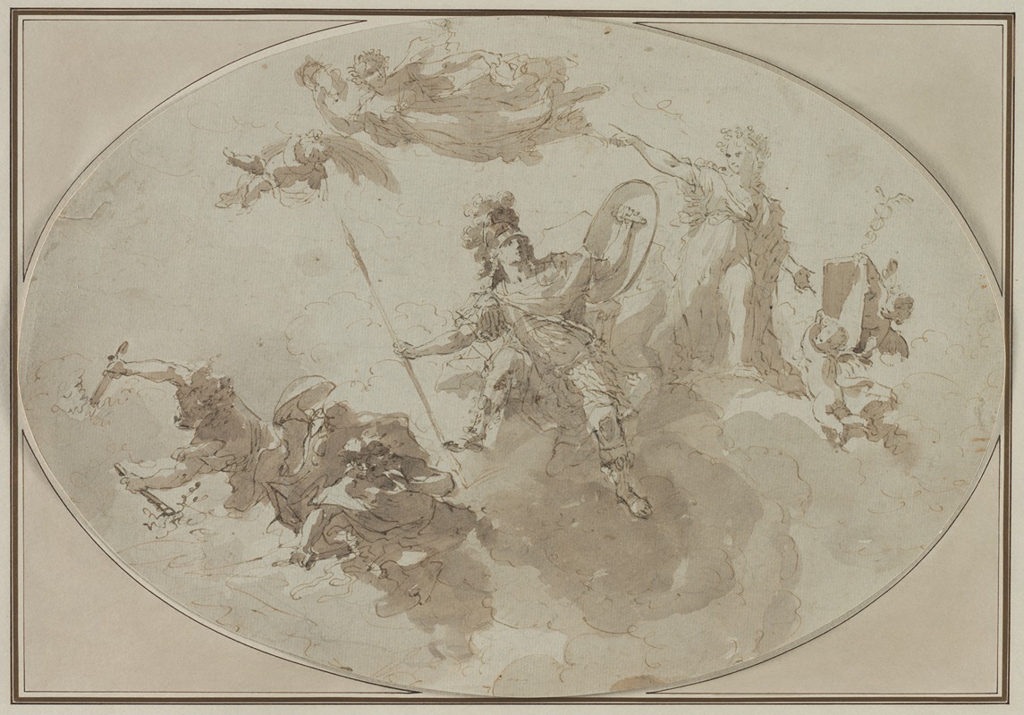 Ceiling Study: Allegory of Peace and War by Джузеппе Бернардино Бизон — digital art print download