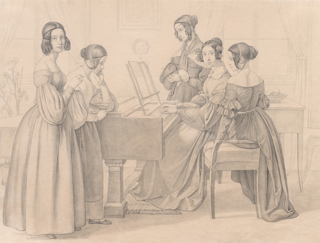 Musicale at the Prellers' by Фридрих Преллер Старший, 1838 — digital art print download
