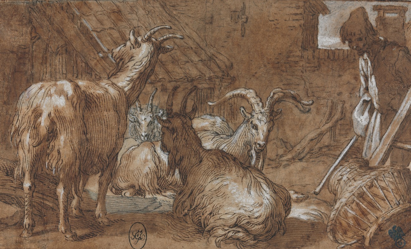 A Barnyard with Goats and a Goatherd by Абрахам Блоэмаерт — digital art print download