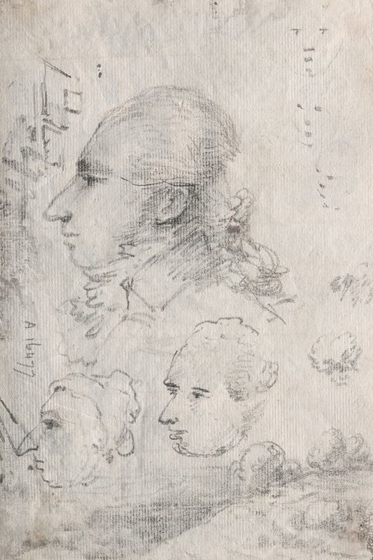 Studies of Heads (verso) (c. 1820s(?)) by Доктор Томас Монро — digital art print download