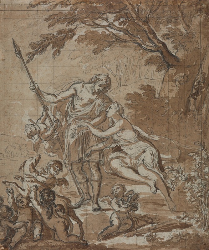 Venus and Adonis by Аноним, 1713 — digital art print download