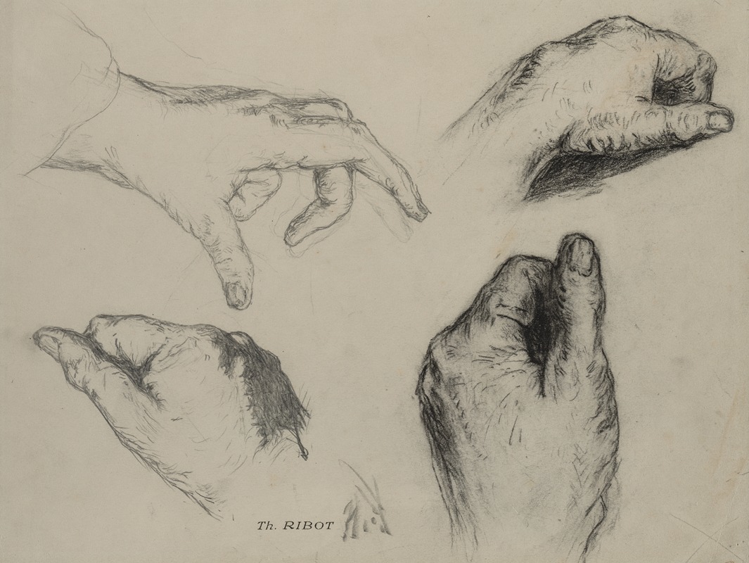 Study of Hands (recto) by Théodule Ribot — digital art print download