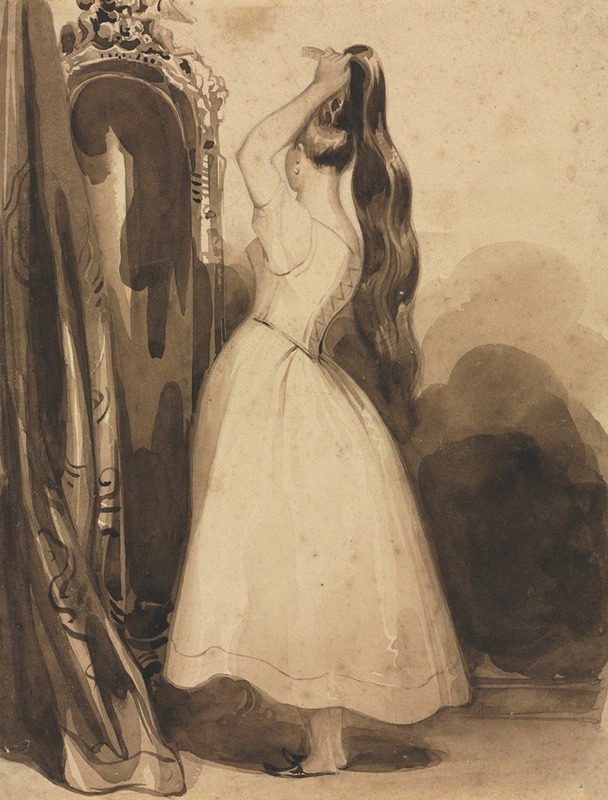 Young Woman Combing Her Hair — Achille Devéria