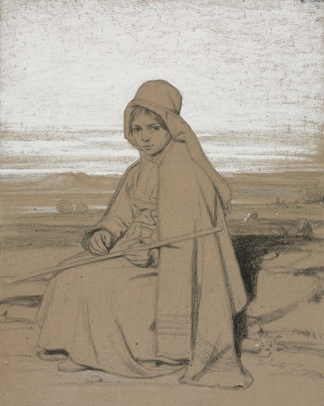 A Seated Shepherdess by Жюль Дюпре — digital art print download