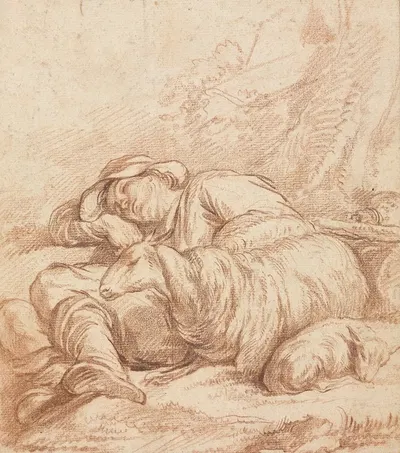 A Sleeping Shepherd by Пьер Александр Вилле — digital art print download