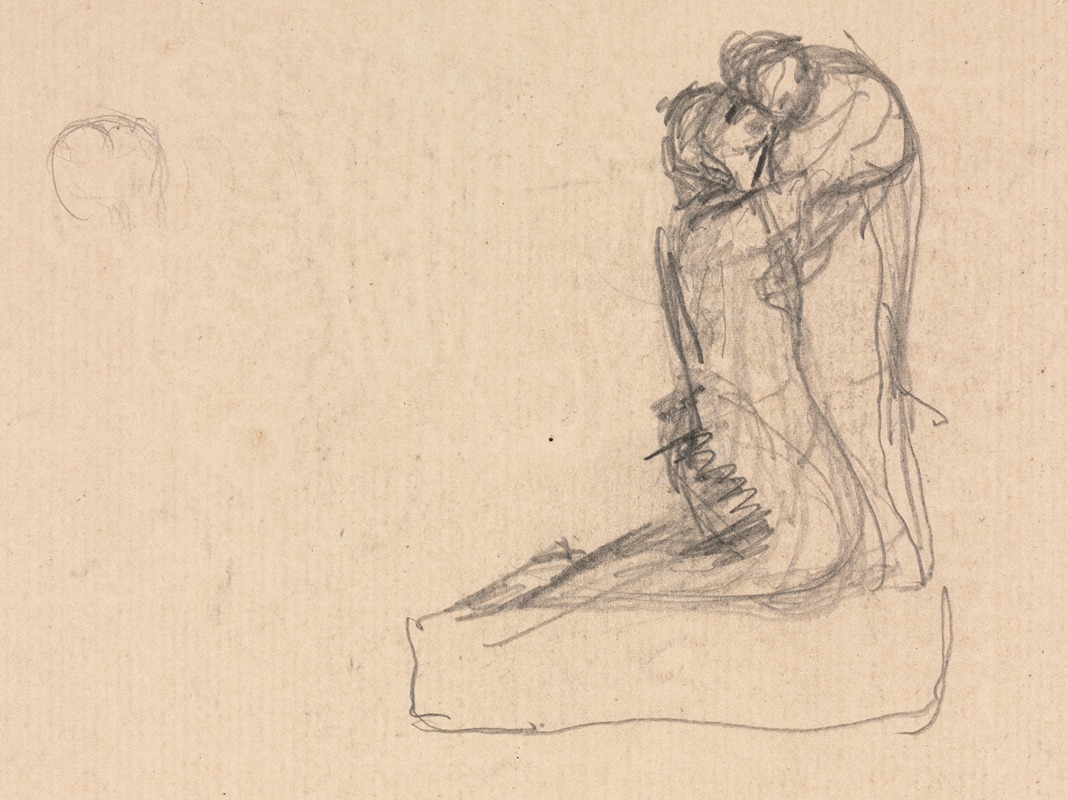 Sketch of Two Figures Embracing — Théodule Ribot