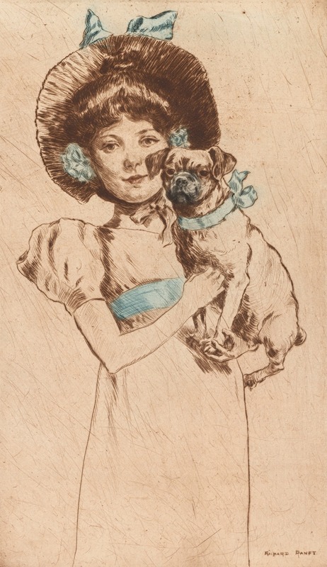 La Fillette un Chien by Ричард Ранфт, c. 1900 — digital art print download