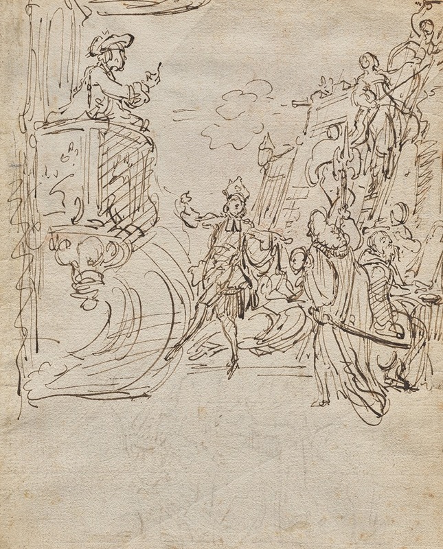 Lingerie Boutique and Conversation (verso) — Gabriel de Saint-Aubin