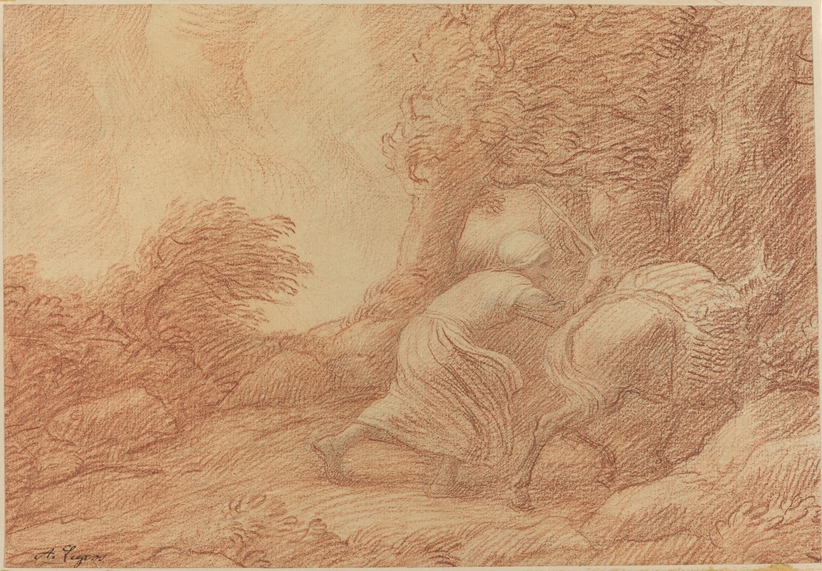 Peasant and Ass by Альфонс Легро — digital art print download