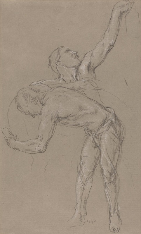 Two Male Figures- Study for 'The Good Samaritan' by Чарльз Хаслвуд Шеннон, 1918 — digital art print download
