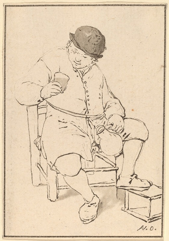 Seated Peasant with Jug by Корнелис Плос ван Амстел, c. 1763 — digital art print download