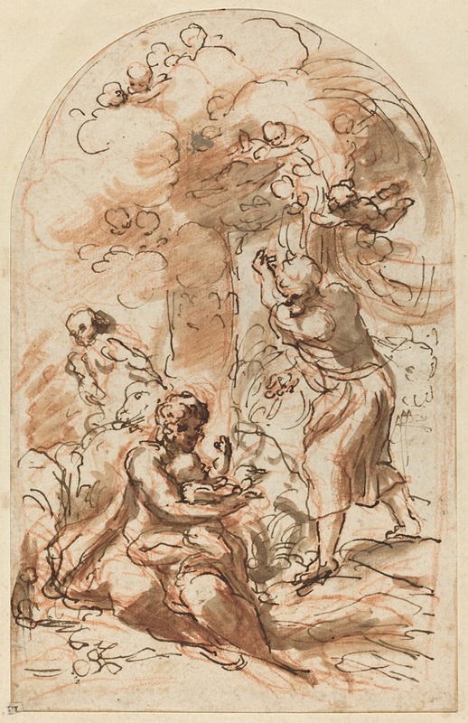 Study for the 'Madonna della Scodella' (recto) by Корреджо, 1523-1524 — digital art print download