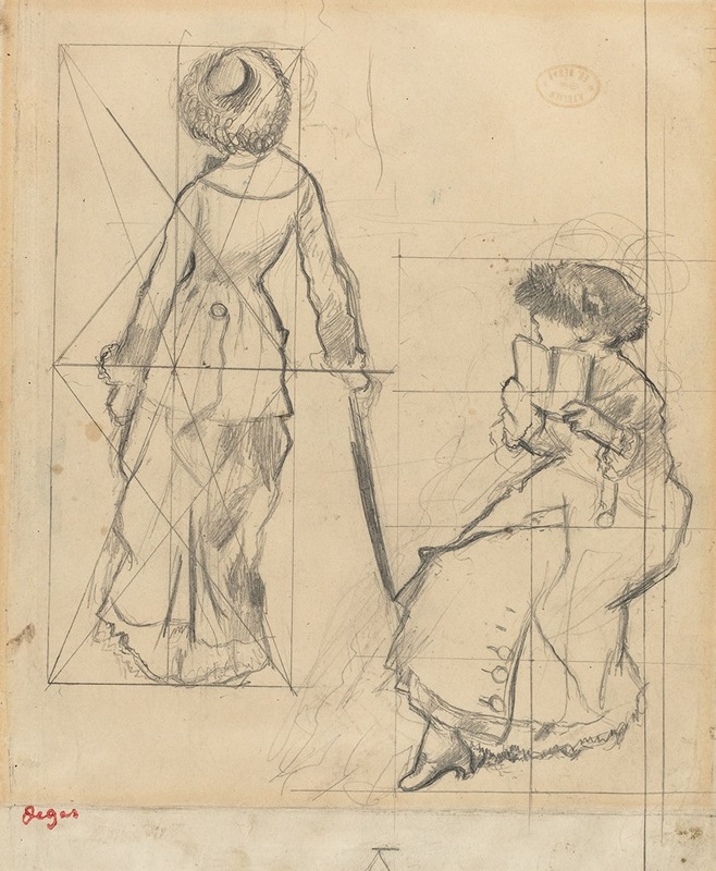 Study for 'Mary Cassatt at the Louvre' (recto) — Эдгар Дега