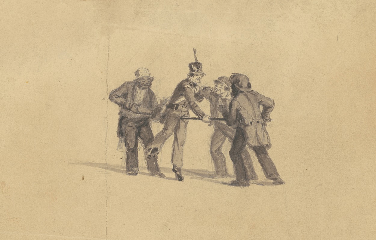 Study for 'Militia Training' (recto) by Джеймс Гудвин Клони, c. 1841 — digital art print download
