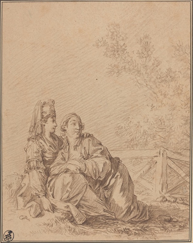 Two Russians Seated in Landscape by Жан-Батист Лё Пренс — digital art print download