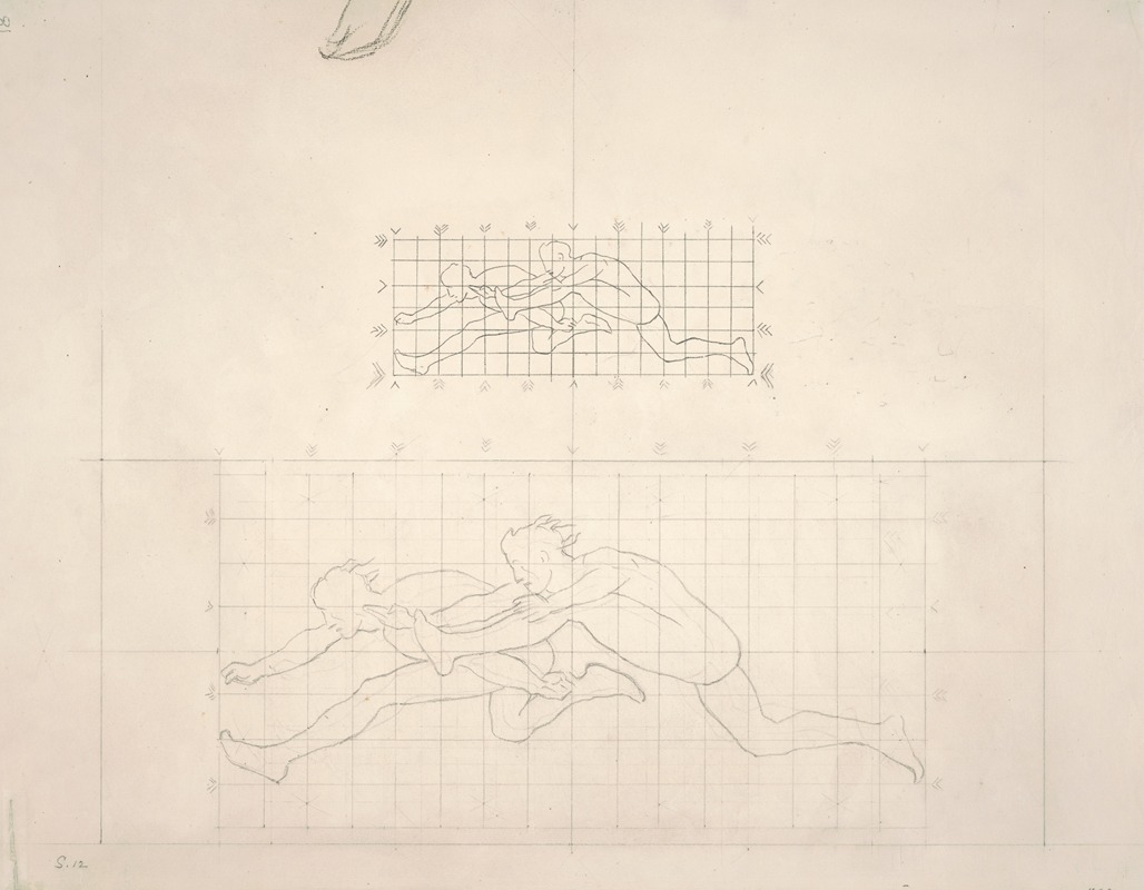 Studies for 'Two Classical Male Figures Jumping' by John Singer Sargent, 1919-1920 — digital art print download