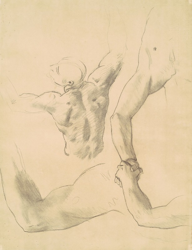 Studies for 'Two Classical Male Figures Wrestling' by Джон Сингер Сарджент, 1919-1920 — digital art print download