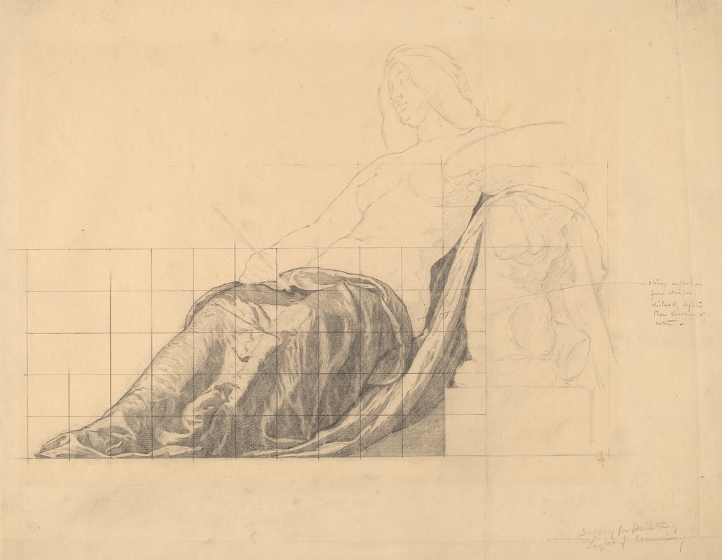 Drapery Study for Reclining Female Study for 'Painting' — Кеньон Кокс