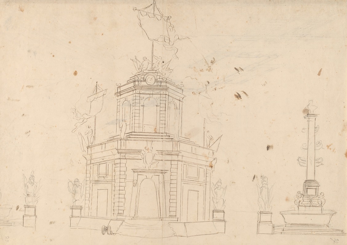 Study for a 'Macchina' on a Nautical Theme by Paolo Posi, 1769 — digital art print download