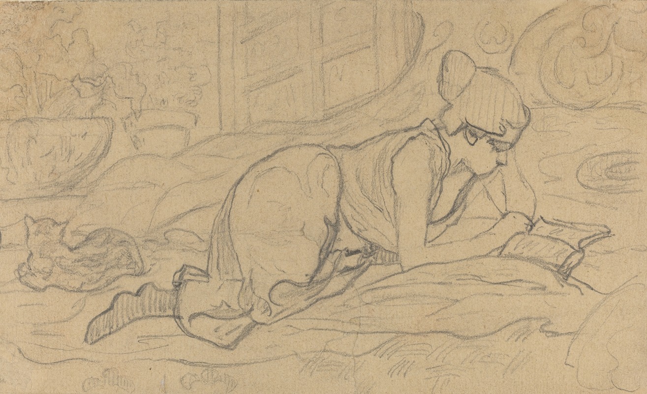 Study for 'La Liseuse couchée' by Поль Рансон, 1894 — digital art print download