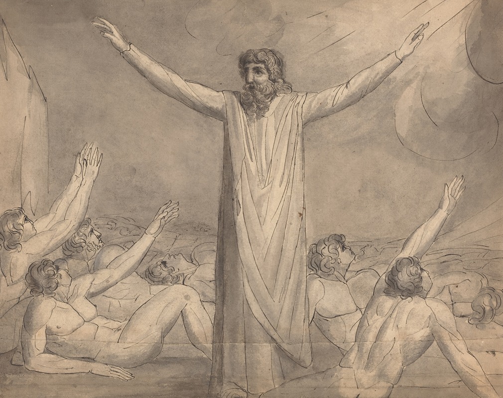 Moses Staying the Plague (recto) by William Blake — digital art print download