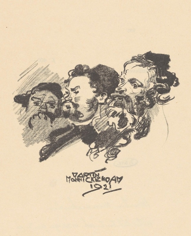 Reproductie van; Studie van drie mannenhoofden by Аноним, 1988 — digital art print download