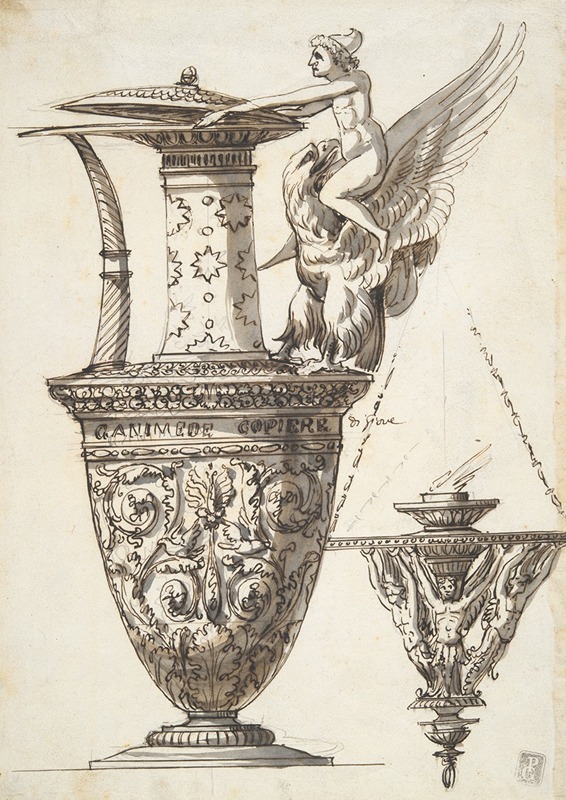 Design for an Elaborate Pitcher and Chandelier — Antonio Basoli
