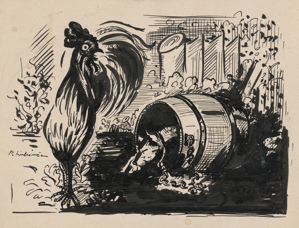 The Cock and the Dog — Arnold Peter Weisz-Kubínčan
