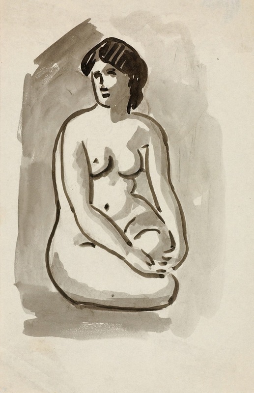 Seated Female Nude by Карл Ньюман, 1991 — digital art print download