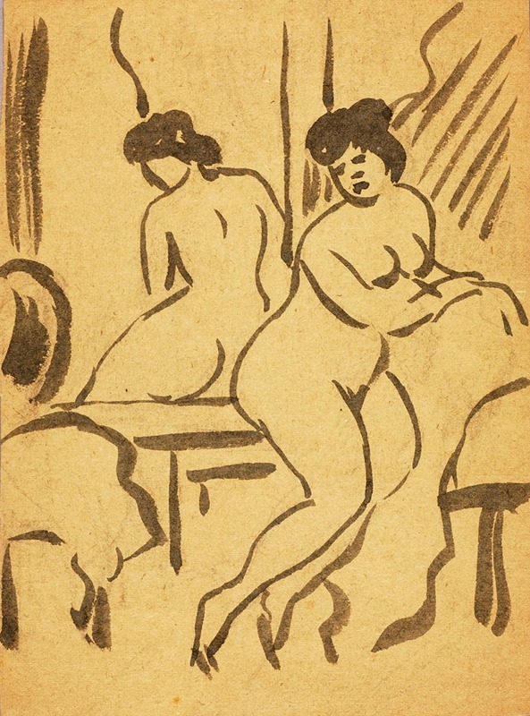 Sitting Female Nude by Карл Ньюман, 1987 — digital art print download